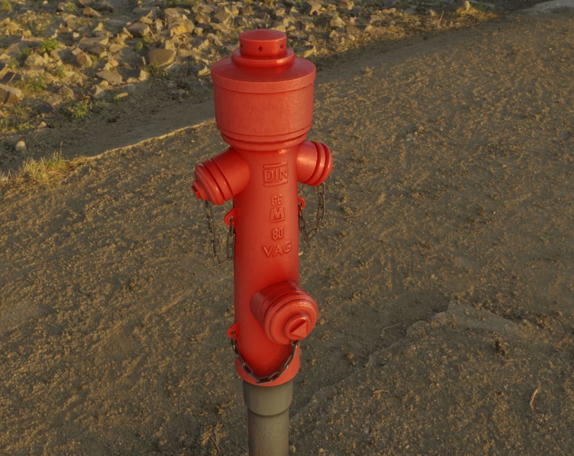 Red Fire Hydrant VAG Version 2 Low Poly Red 1 Low-poly 3D model_11