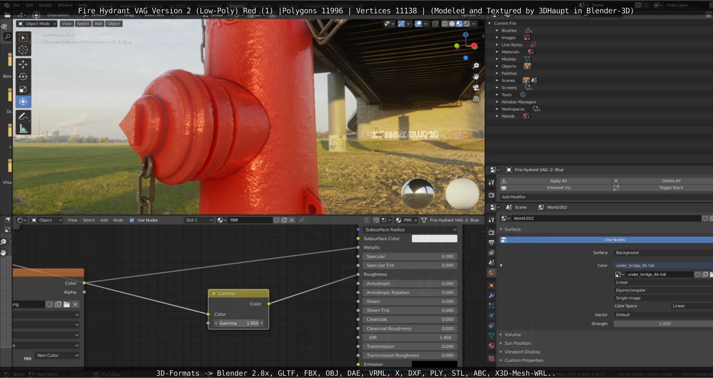 Red Fire Hydrant VAG Version 2 Low Poly Red 1 Low-poly 3D model_96