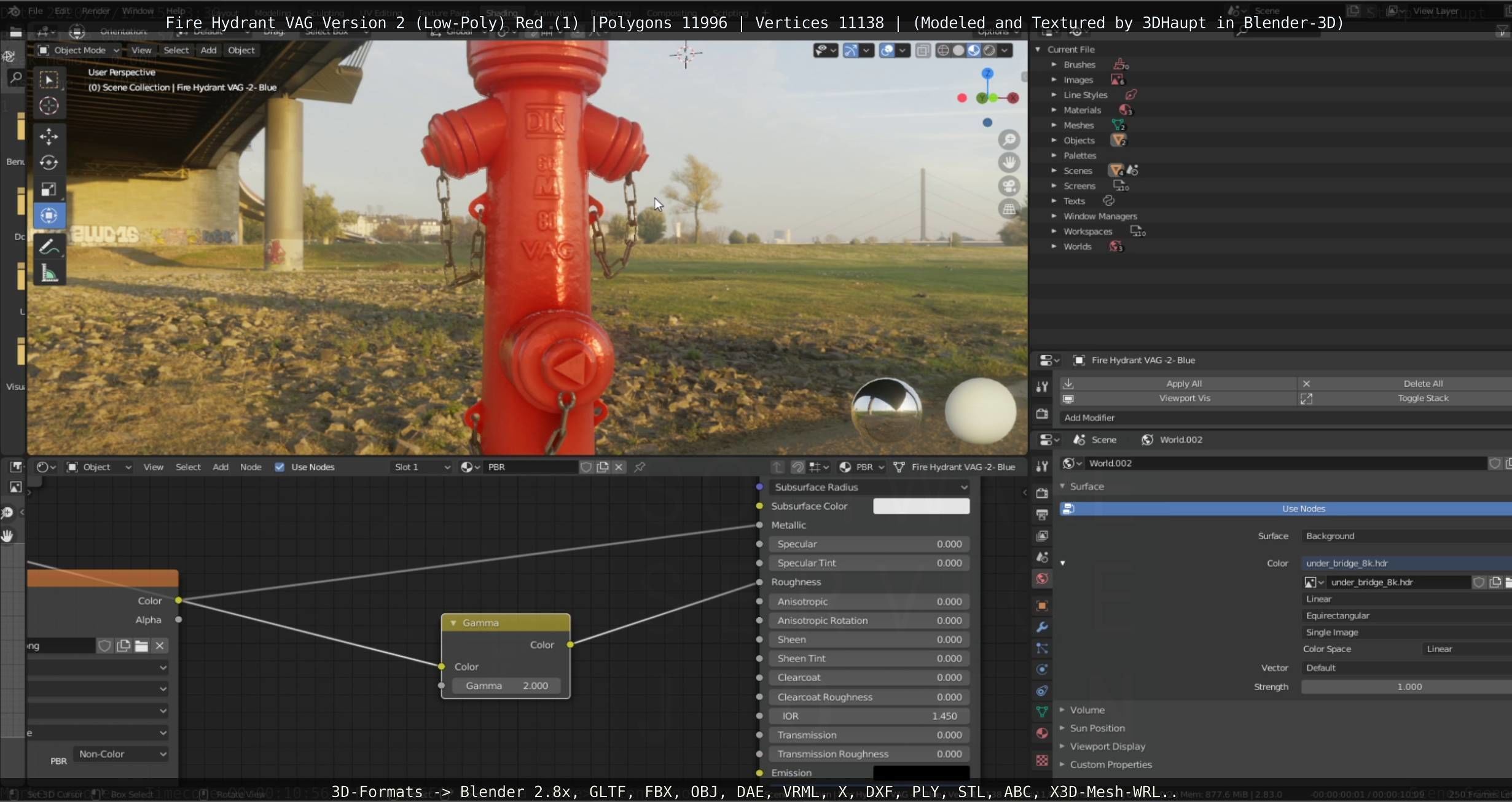 Red Fire Hydrant VAG Version 2 Low Poly Red 1 Low-poly 3D model_93