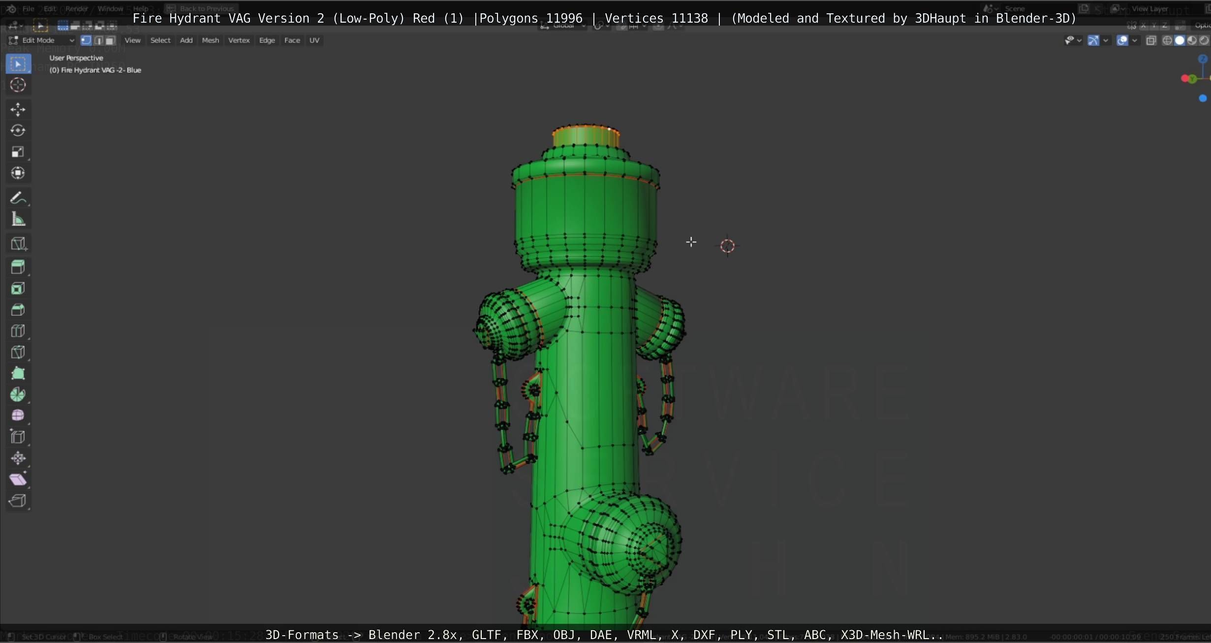 Red Fire Hydrant VAG Version 2 Low Poly Red 1 Low-poly 3D model_107