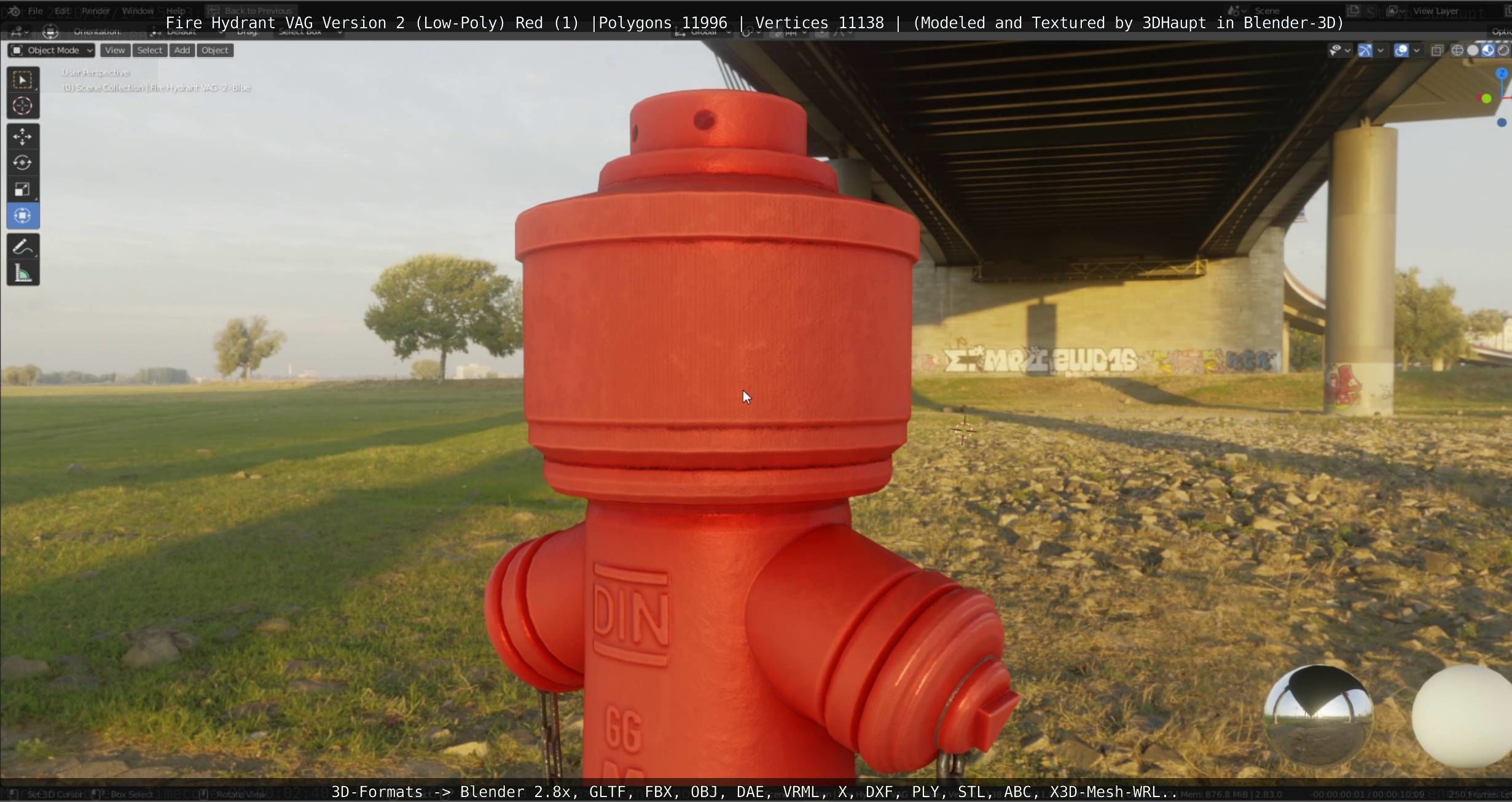 Red Fire Hydrant VAG Version 2 Low Poly Red 1 Low-poly 3D model_65