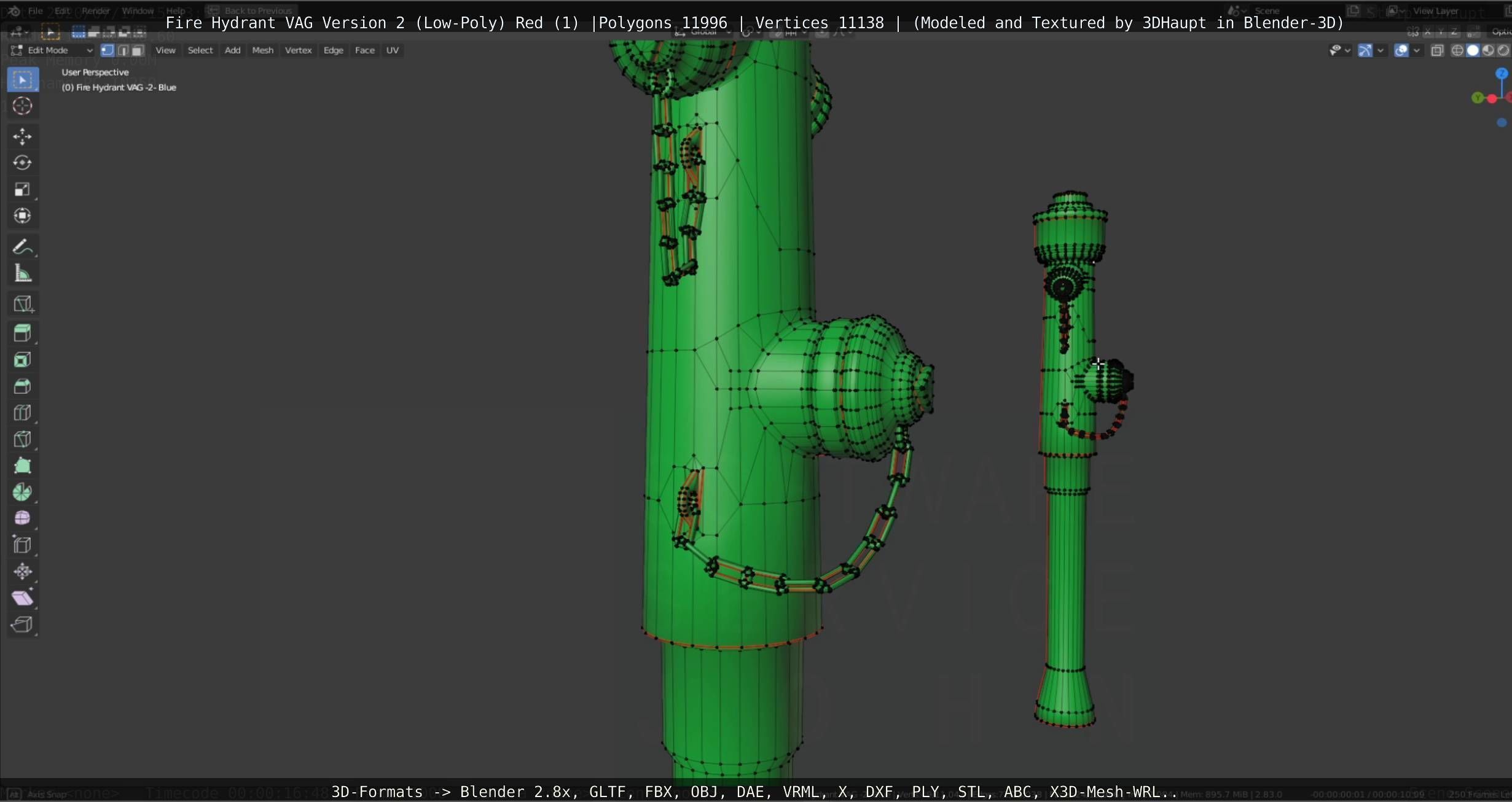 Red Fire Hydrant VAG Version 2 Low Poly Red 1 Low-poly 3D model_23