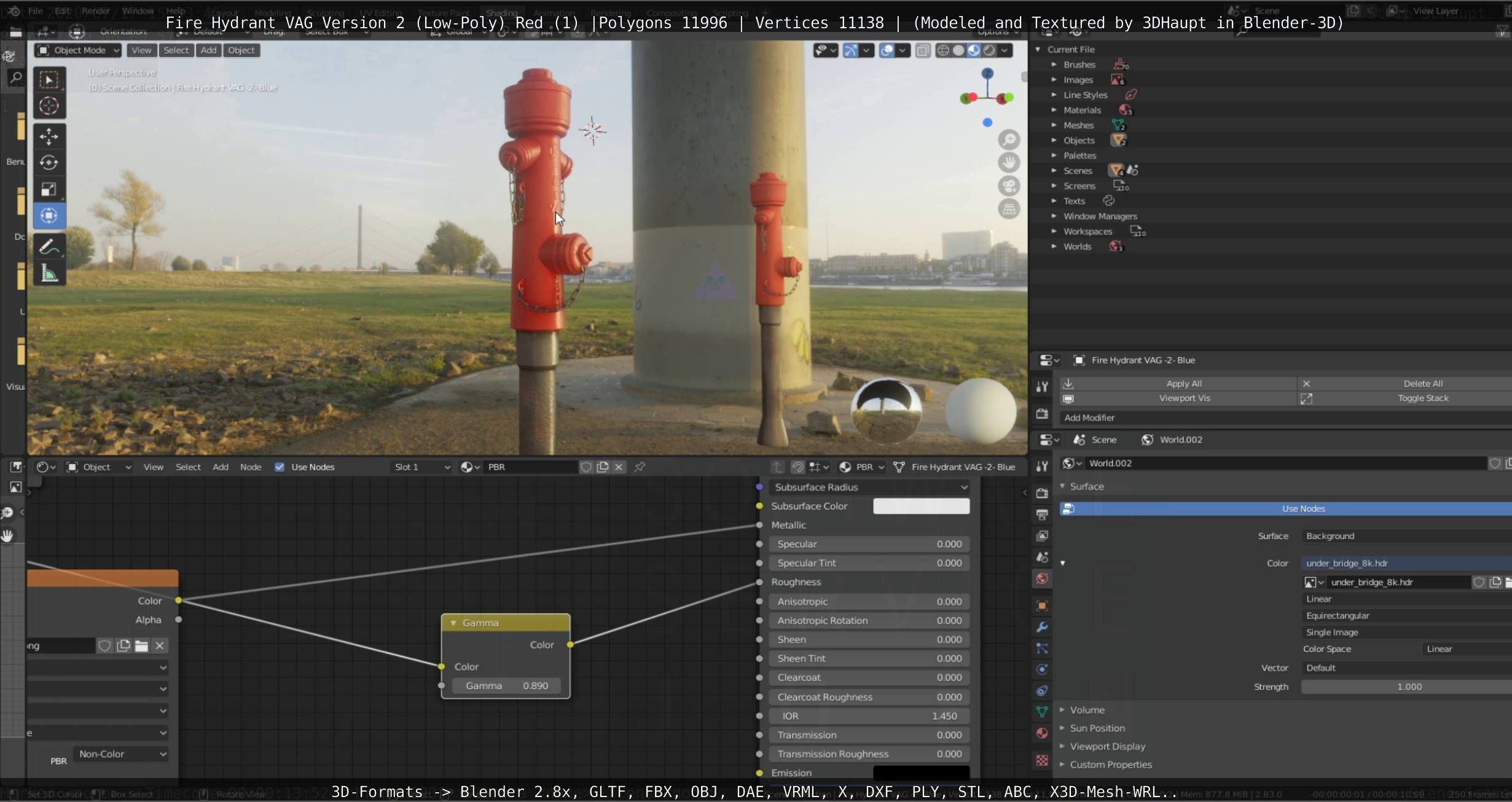 Red Fire Hydrant VAG Version 2 Low Poly Red 1 Low-poly 3D model_102