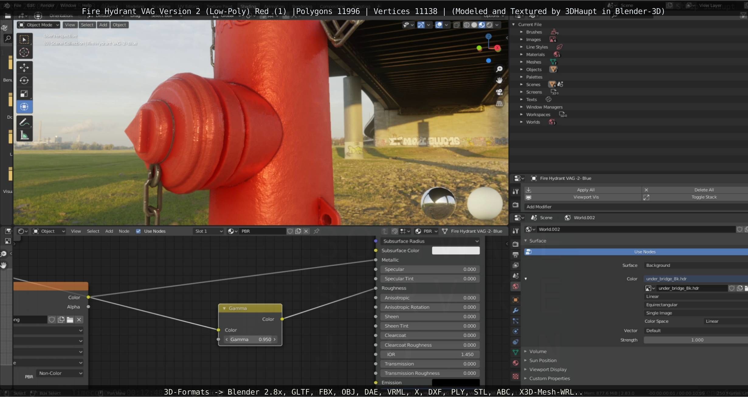 Red Fire Hydrant VAG Version 2 Low Poly Red 1 Low-poly 3D model_98