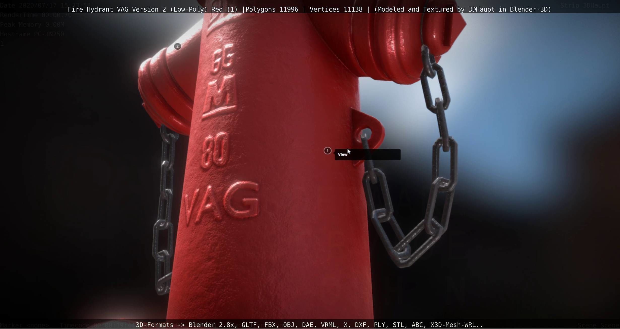 Red Fire Hydrant VAG Version 2 Low Poly Red 1 Low-poly 3D model_118