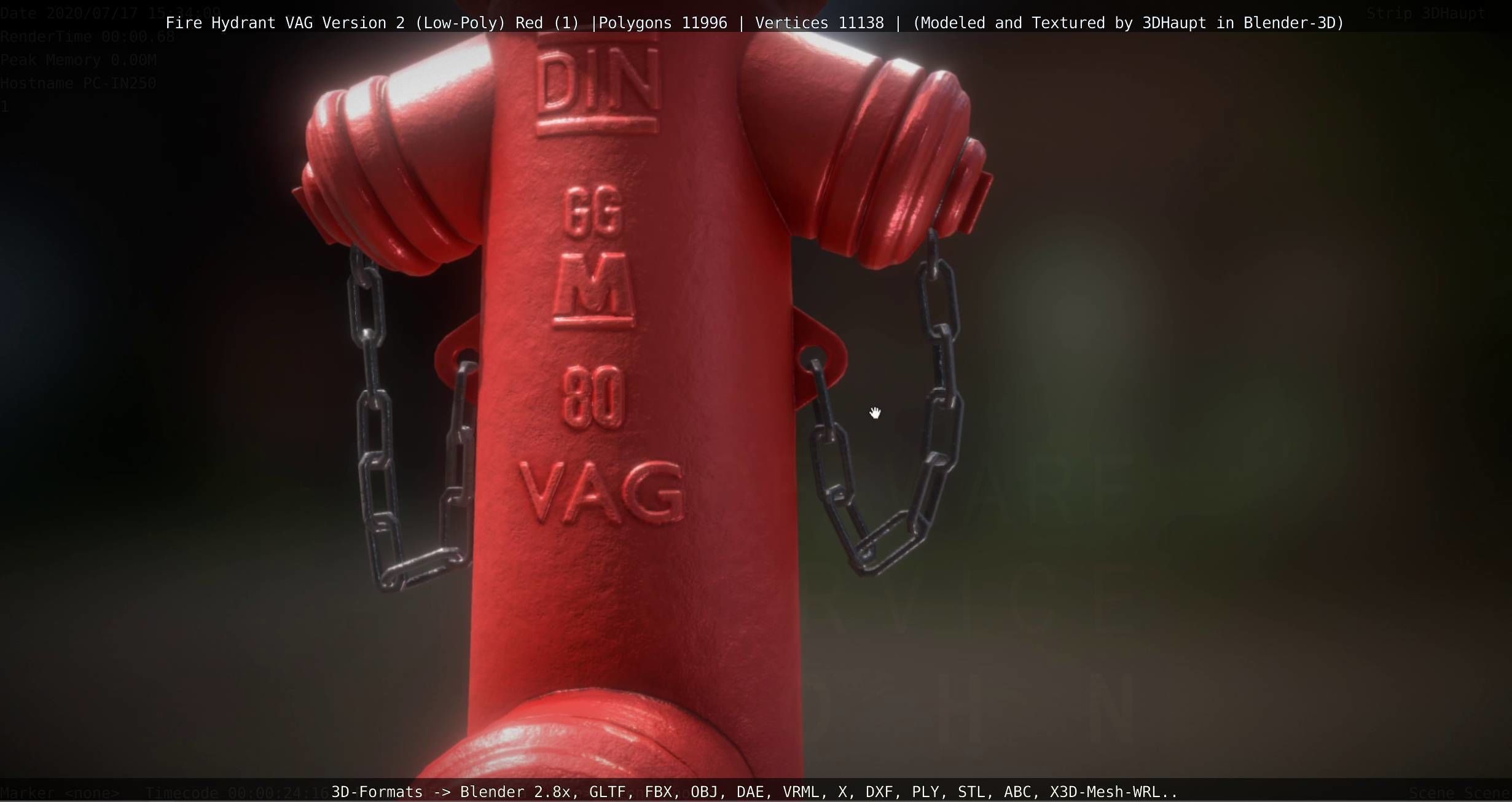 Red Fire Hydrant VAG Version 2 Low Poly Red 1 Low-poly 3D model_28