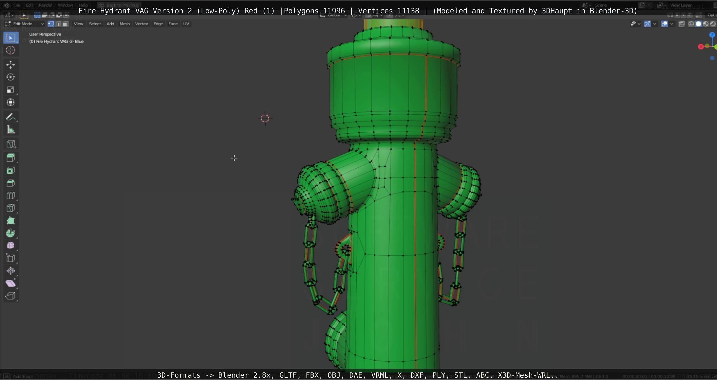 Red Fire Hydrant VAG Version 2 Low Poly Red 1 Low-poly 3D model_109