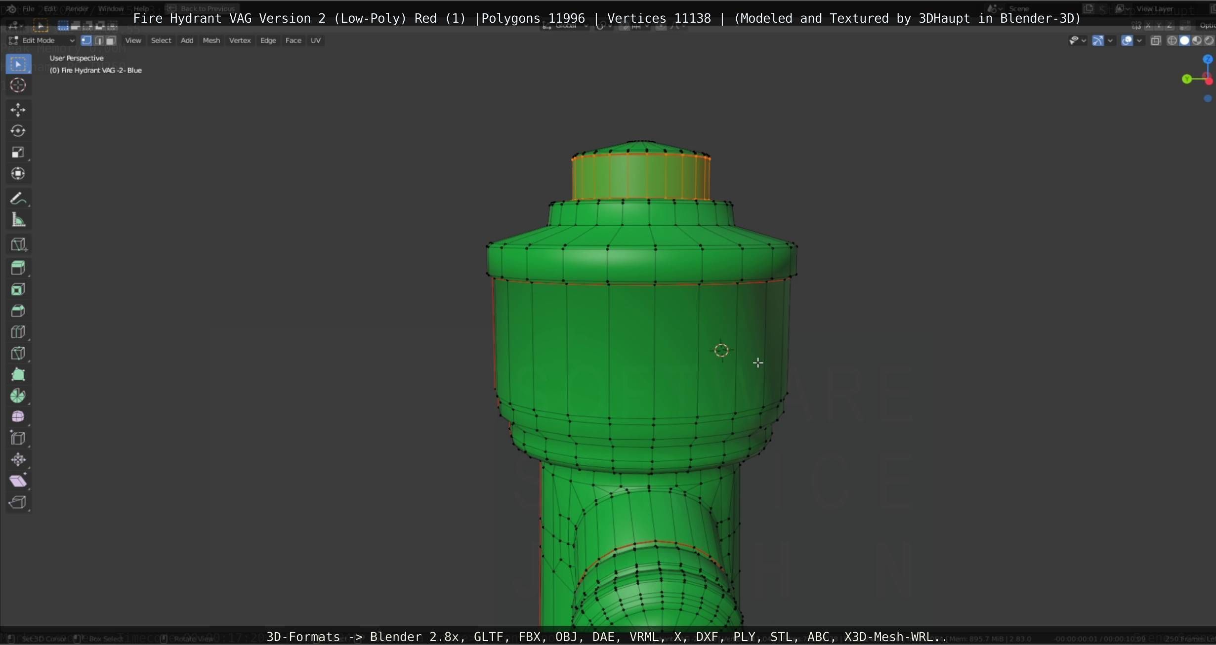 Red Fire Hydrant VAG Version 2 Low Poly Red 1 Low-poly 3D model_112