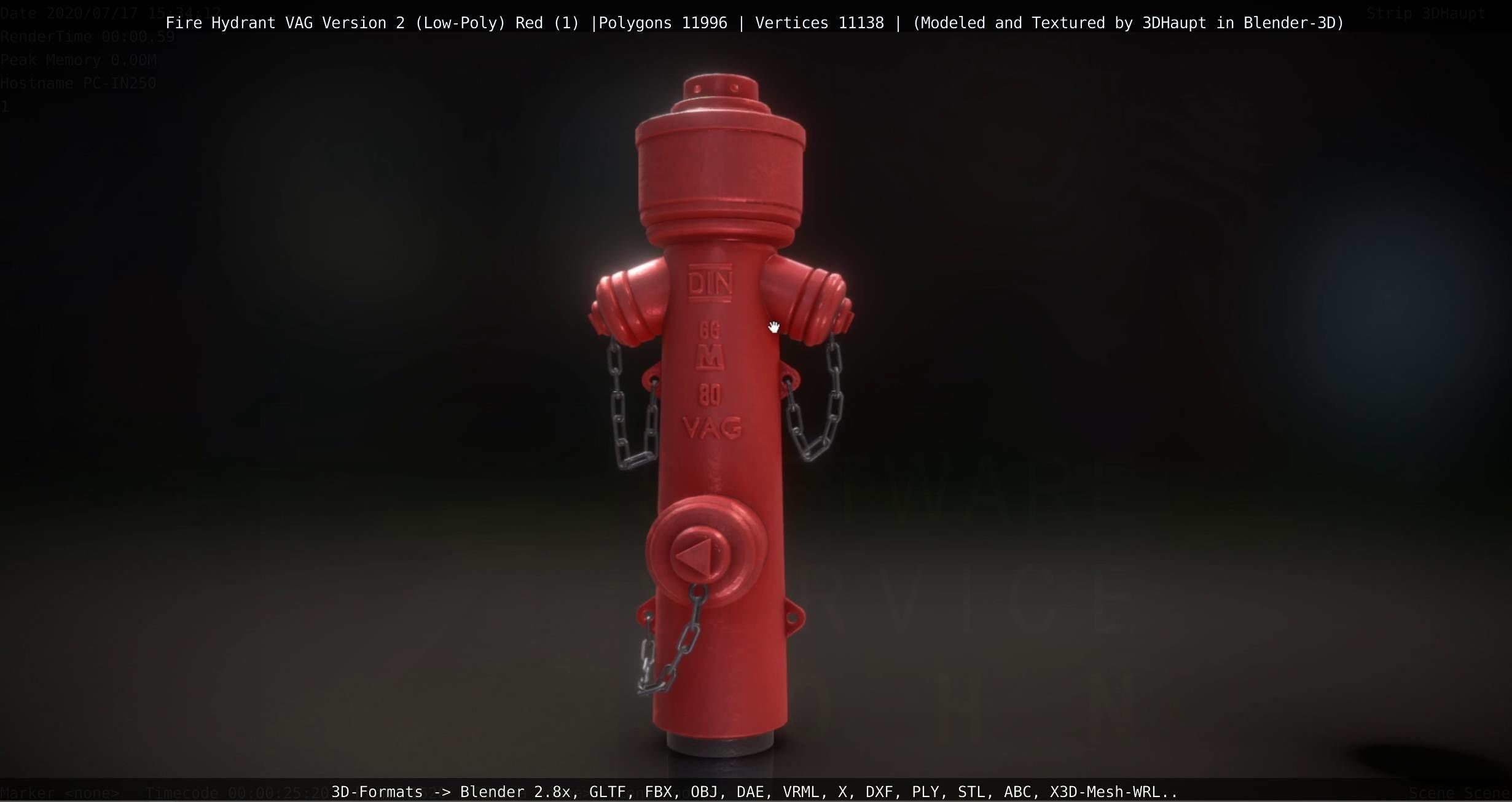 Red Fire Hydrant VAG Version 2 Low Poly Red 1 Low-poly 3D model_46