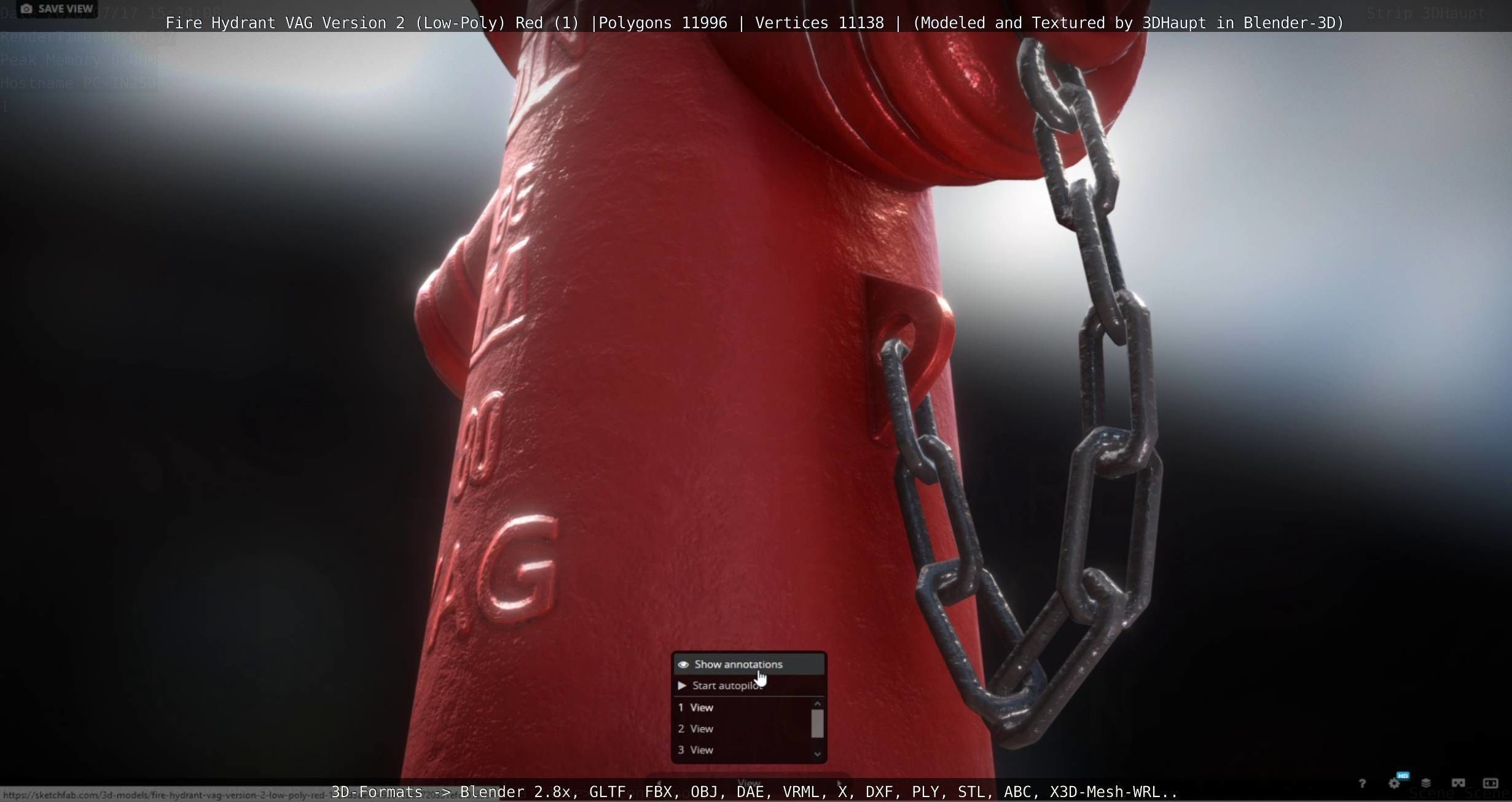 Red Fire Hydrant VAG Version 2 Low Poly Red 1 Low-poly 3D model_37