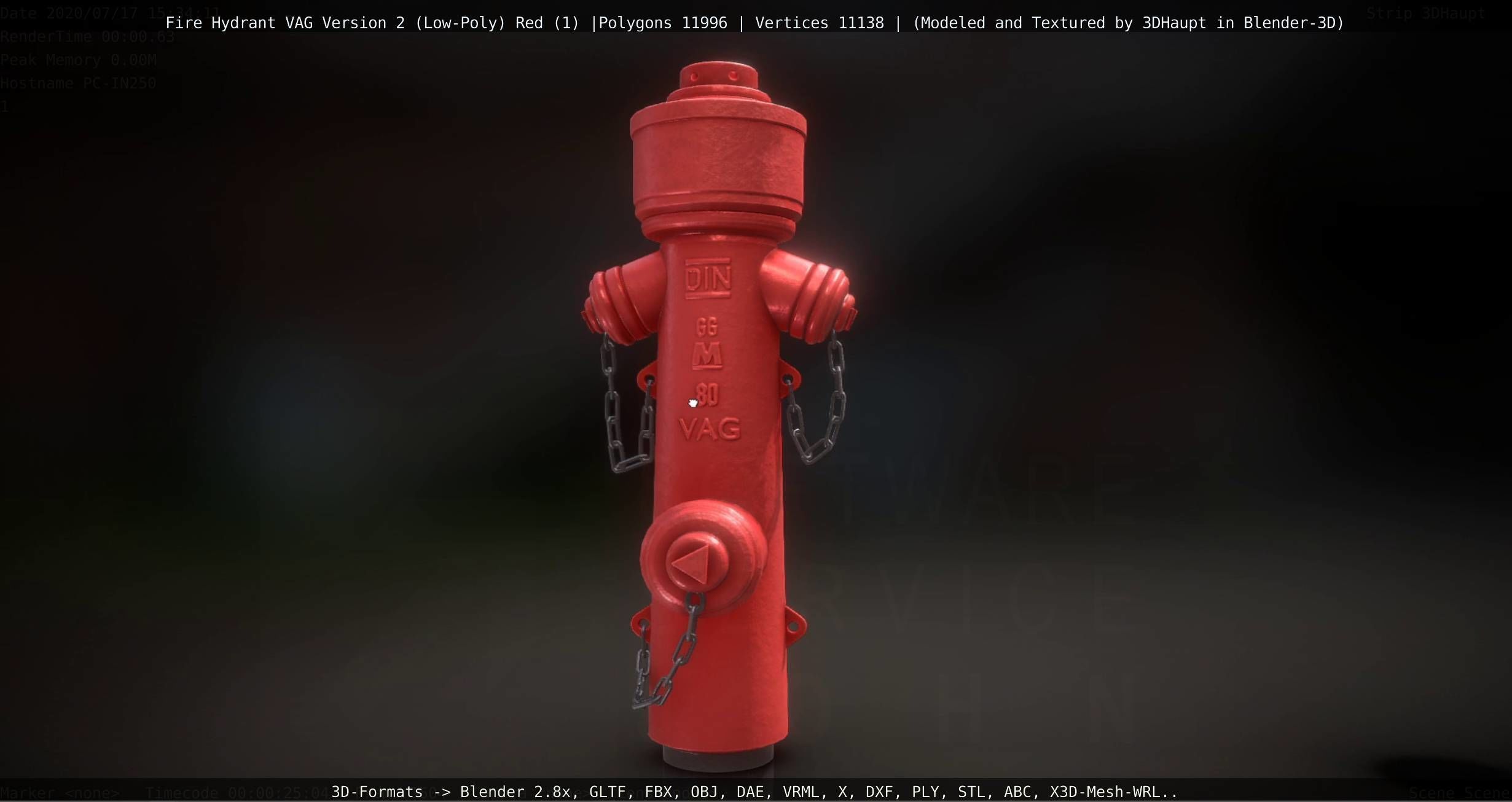 Red Fire Hydrant VAG Version 2 Low Poly Red 1 Low-poly 3D model_45