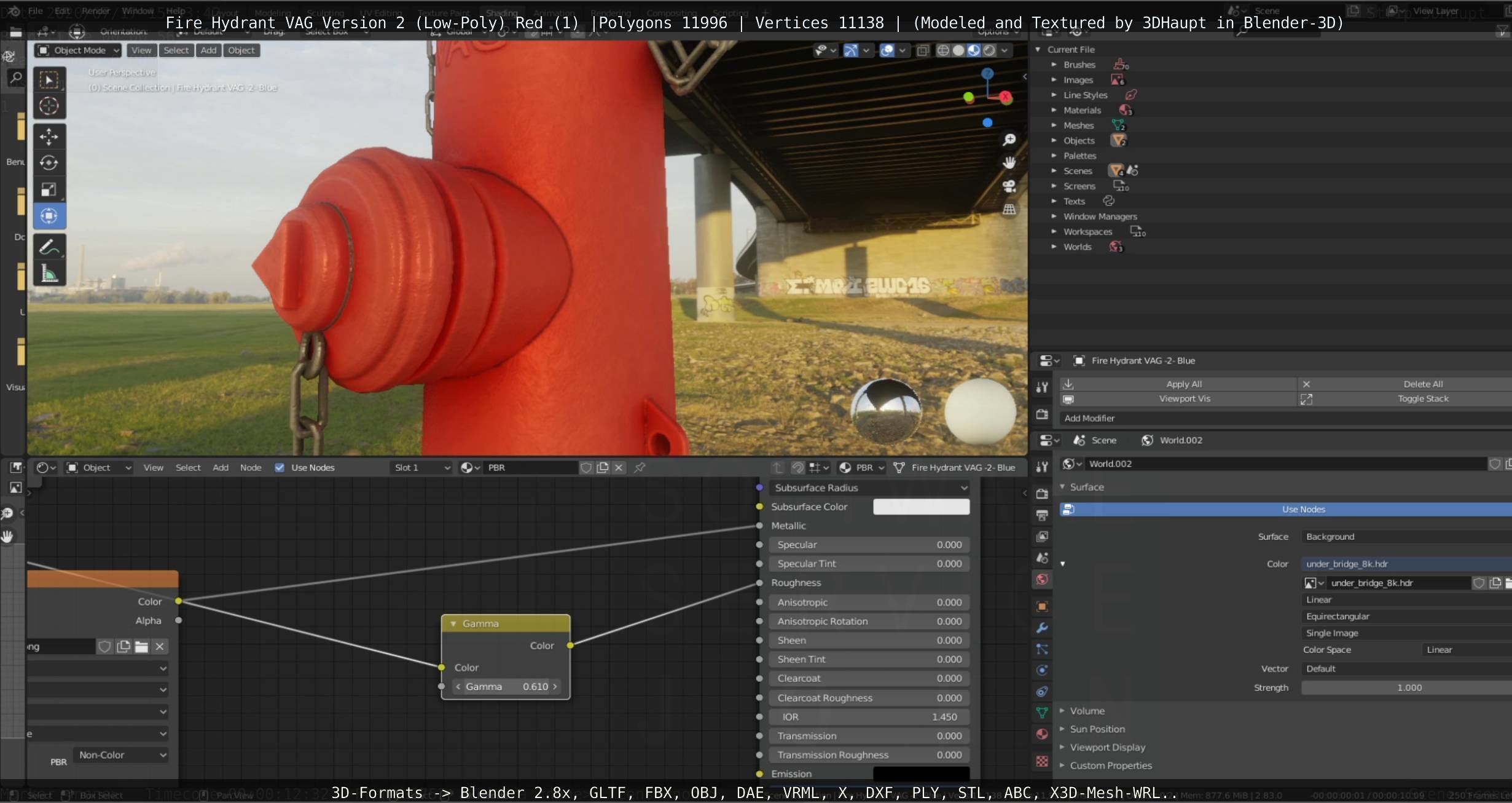 Red Fire Hydrant VAG Version 2 Low Poly Red 1 Low-poly 3D model_18