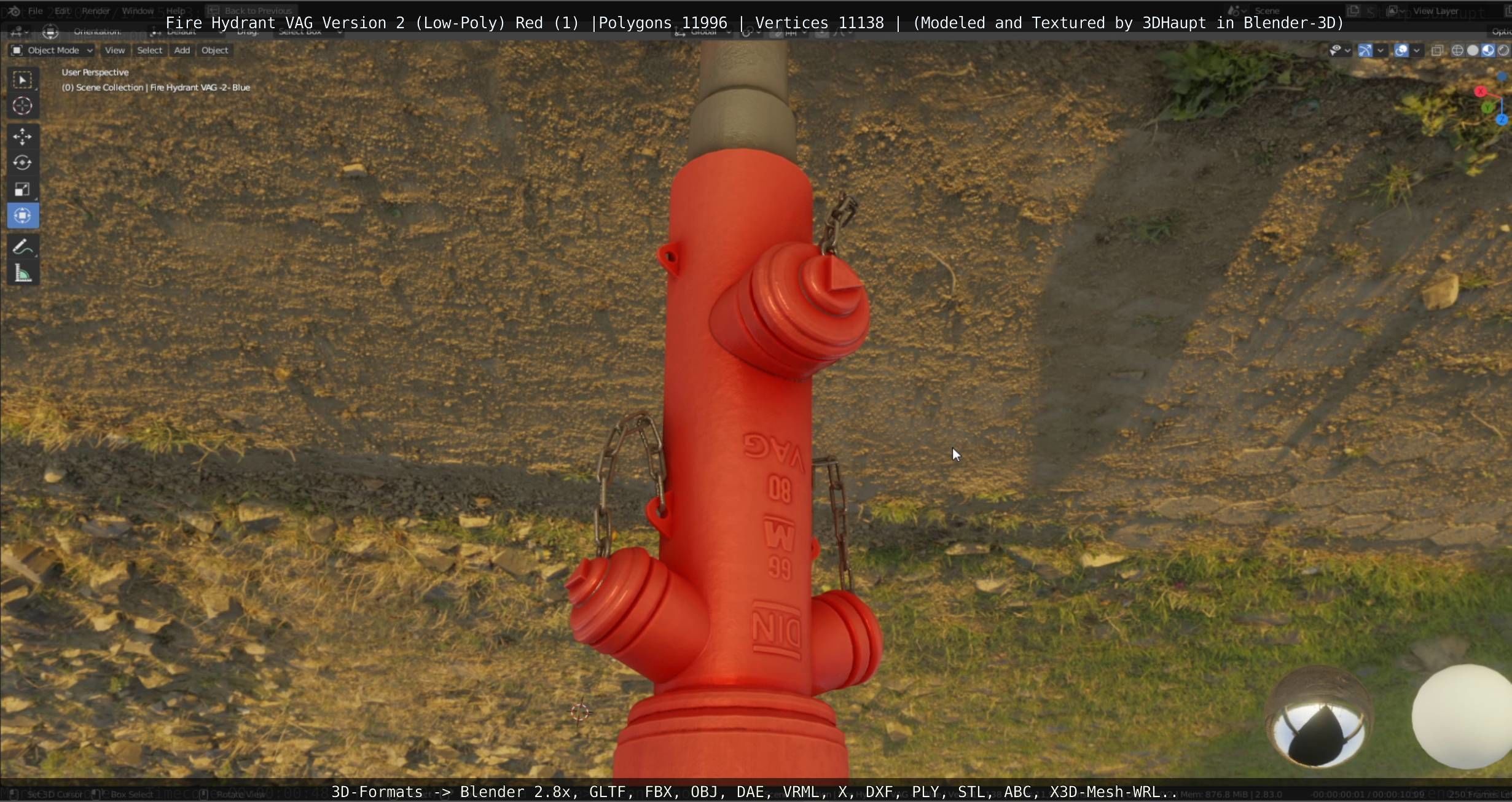 Red Fire Hydrant VAG Version 2 Low Poly Red 1 Low-poly 3D model_59