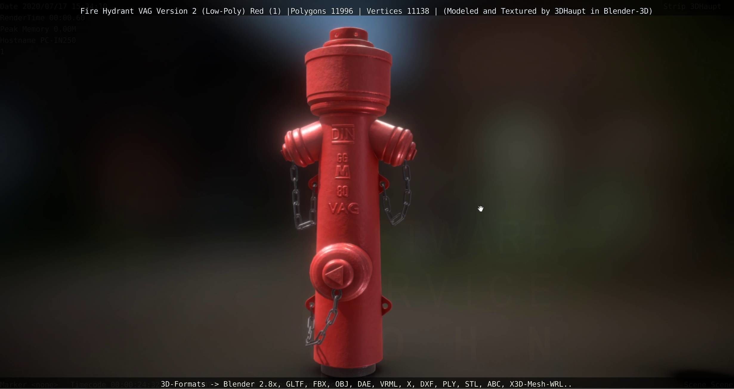 Red Fire Hydrant VAG Version 2 Low Poly Red 1 Low-poly 3D model_43