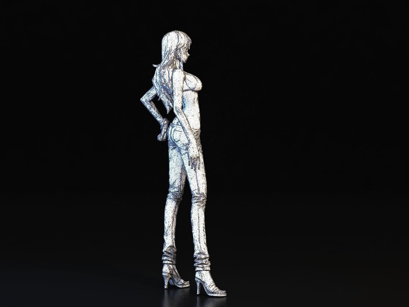 -NAMI- orange haired woman in jeans and background 3D model_22