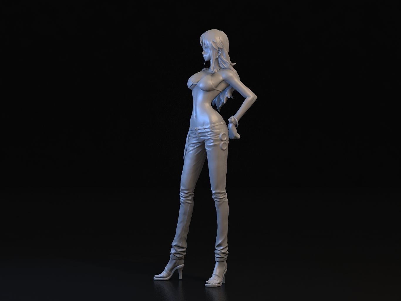 -NAMI- orange haired woman in jeans and background 3D model_18