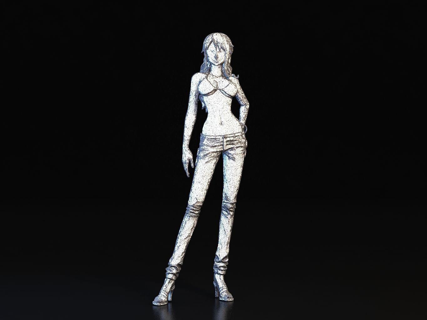 -NAMI- orange haired woman in jeans and background 3D model_20