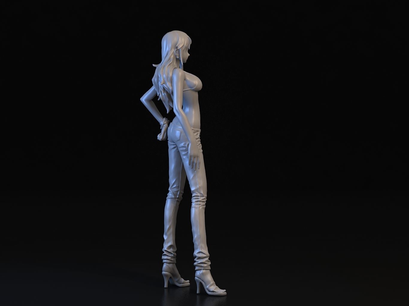 -NAMI- orange haired woman in jeans and background 3D model_13