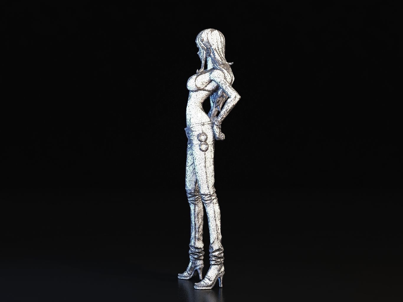 -NAMI- orange haired woman in jeans and background 3D model_26