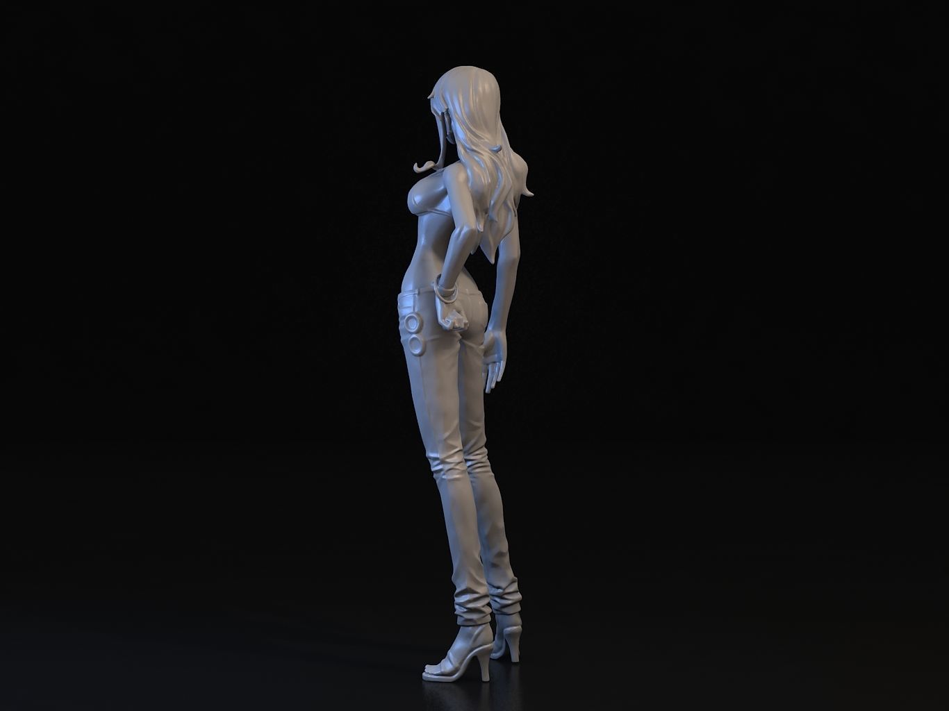 -NAMI- orange haired woman in jeans and background 3D model_16