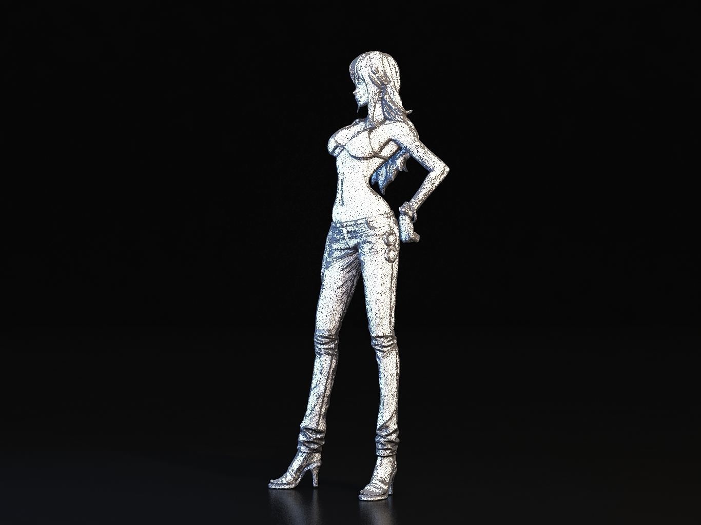 -NAMI- orange haired woman in jeans and background 3D model_27