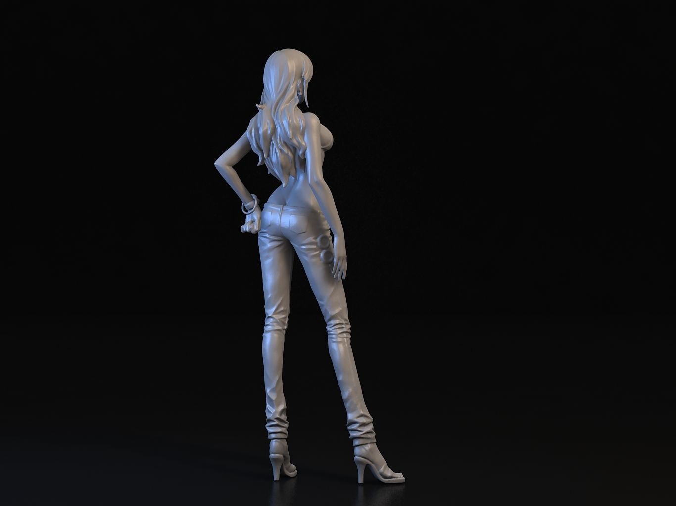 -NAMI- orange haired woman in jeans and background 3D model_14