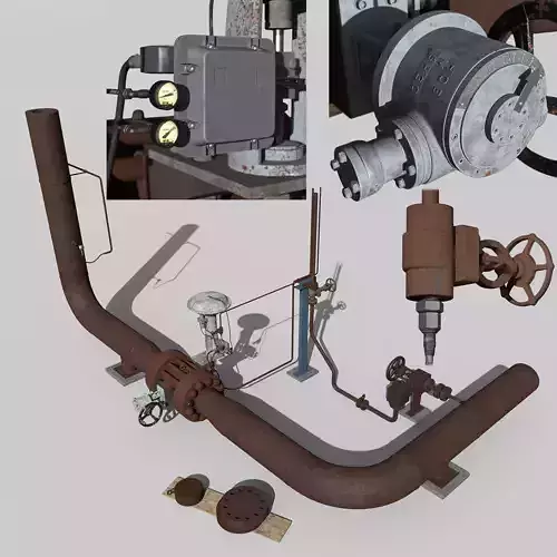 High-pressure industrial valves with measurement  devices 3D model