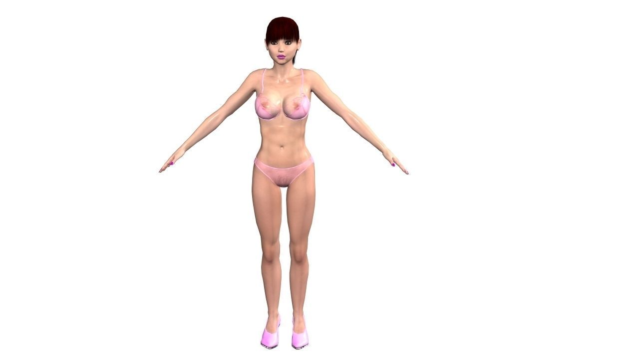 3d cute naked woman model 3D model_2