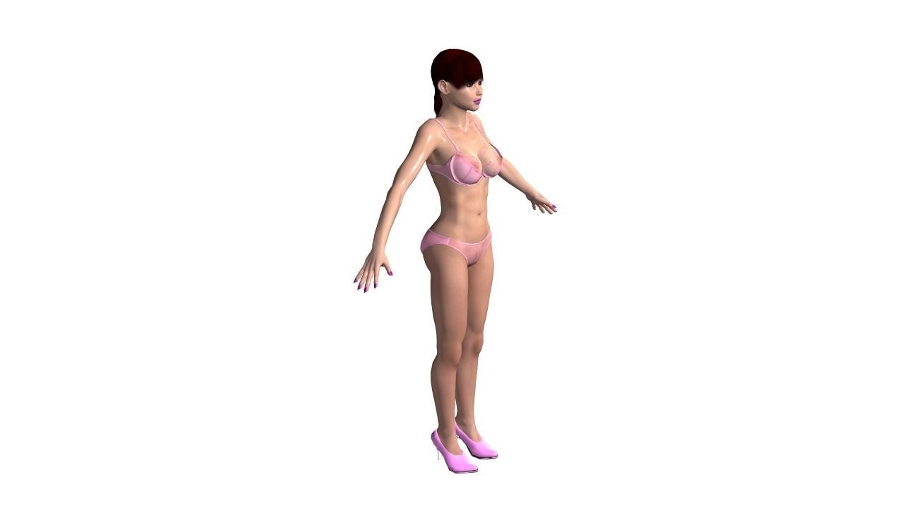 3d cute naked woman model 3D model_3