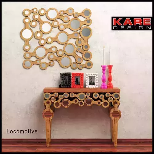 Kare Lokomotive console and mirror plus bonus decor-accessories 3D model