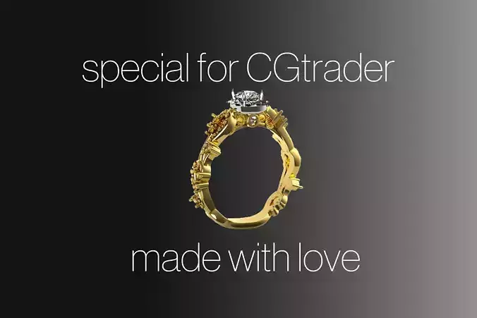 SOLITARE DIAMOND RING WITH GEMS  3D print model