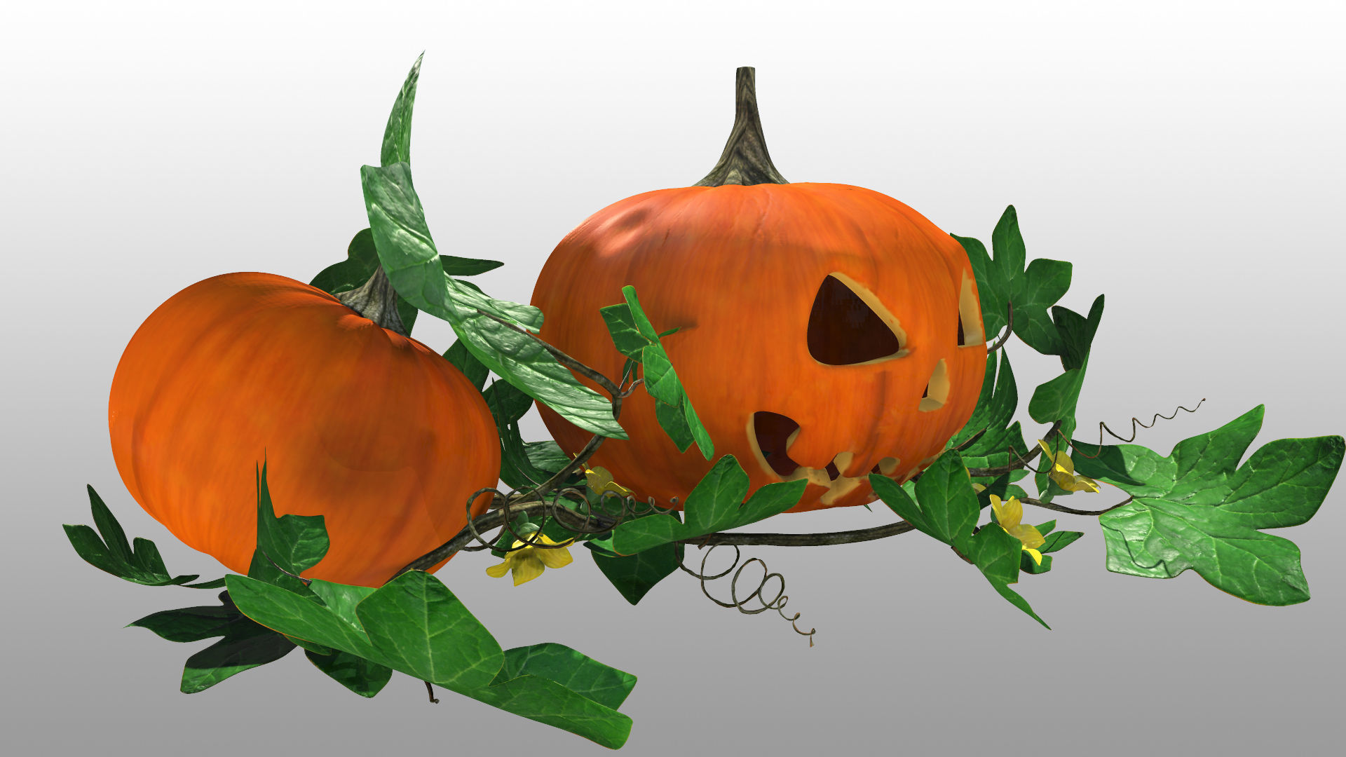 Halloween pumpkins 3D model_5
