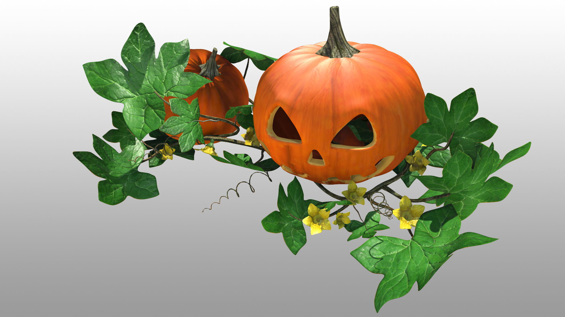 Halloween pumpkins 3D model_4