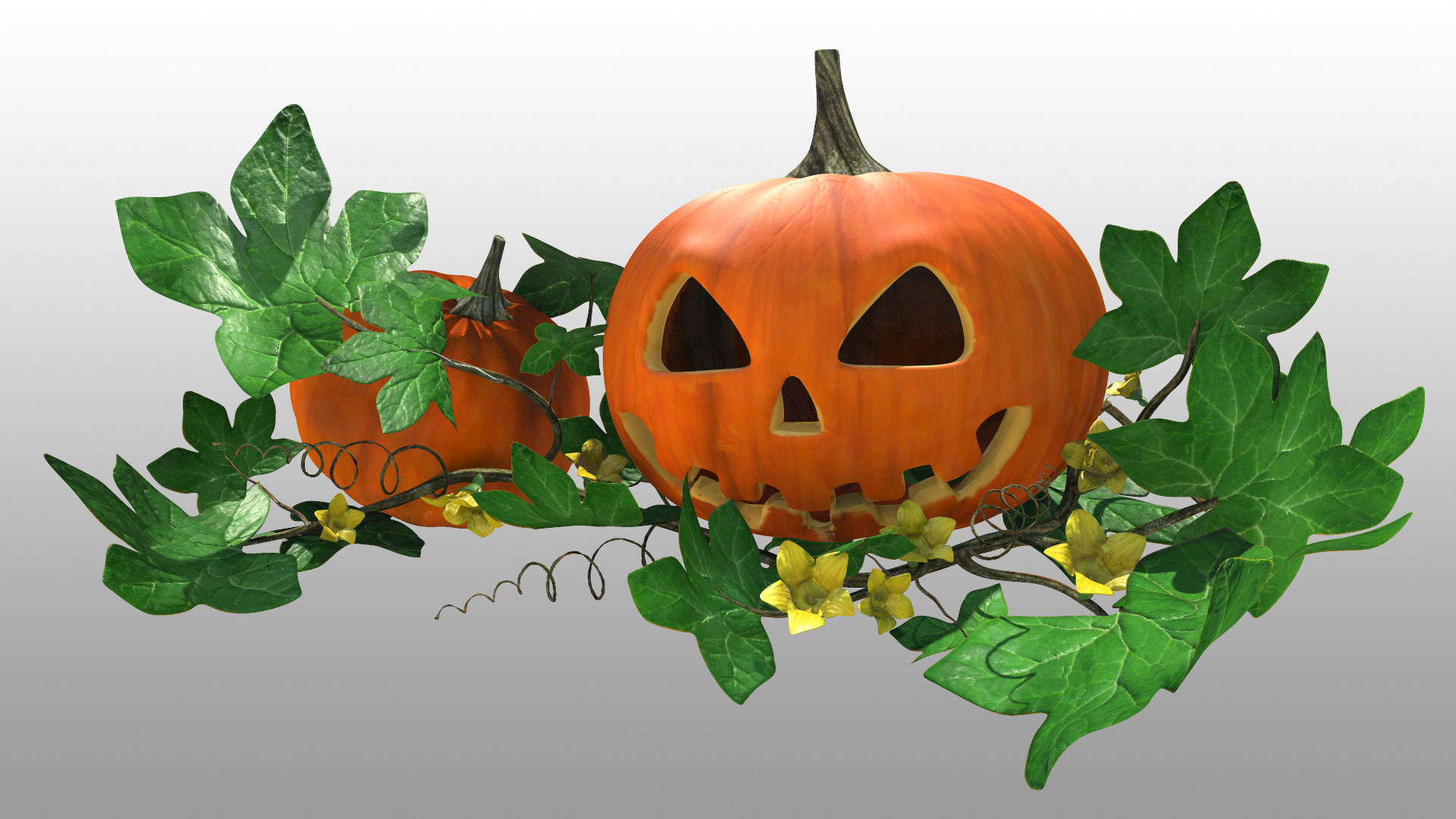 Halloween pumpkins 3D model_9