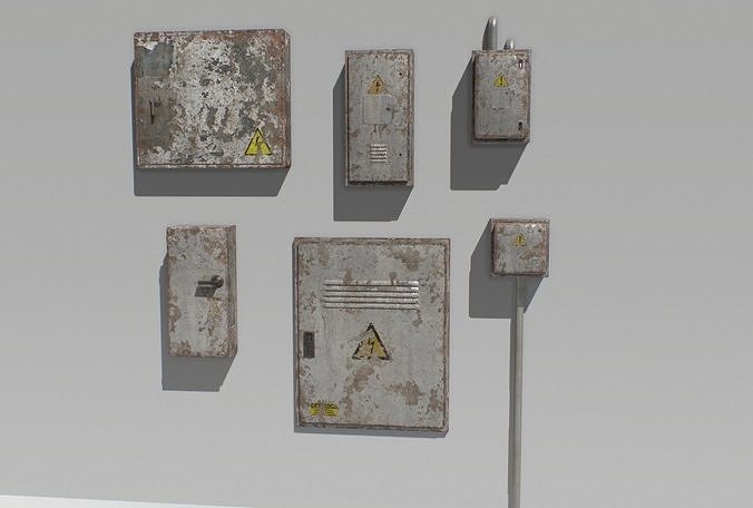 Old and Rusty Electrical Box Pack 1 Low-poly 3D model