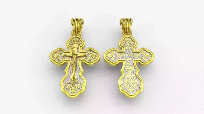 Krest-cross 3D print model gold cross pendant