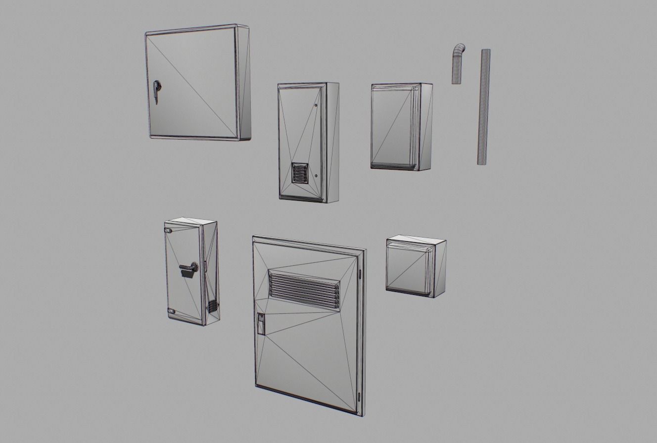 Old and Rusty Electrical Box Pack 2 Low-poly 3D model_12