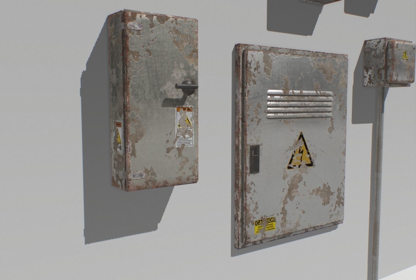 Old and Rusty Electrical Box Pack 2 Low-poly 3D model_4