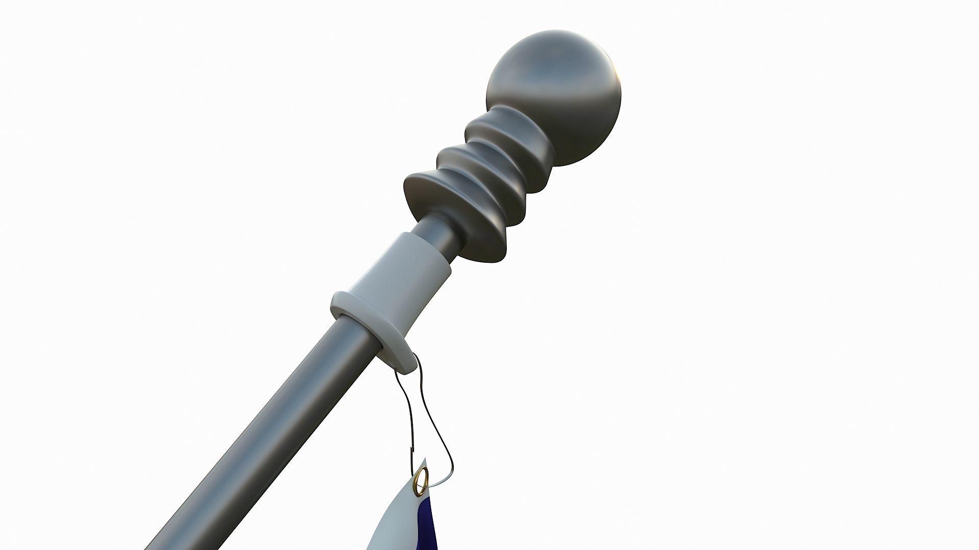 USA Flag and flagpole 3D model_4