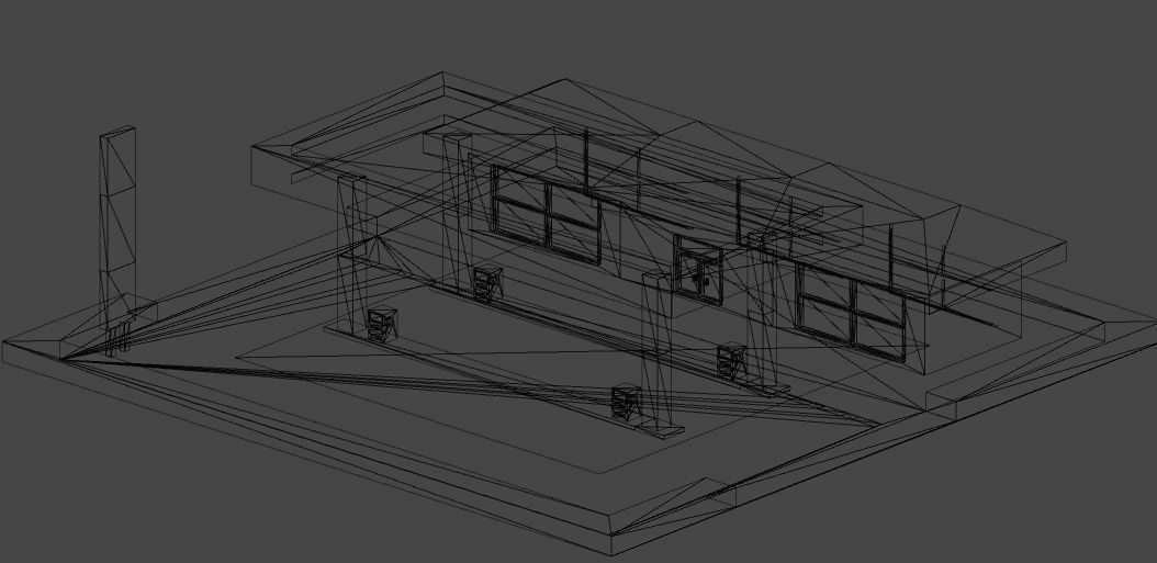 Cartoon Simple Gas Station Low-poly 3D model_1