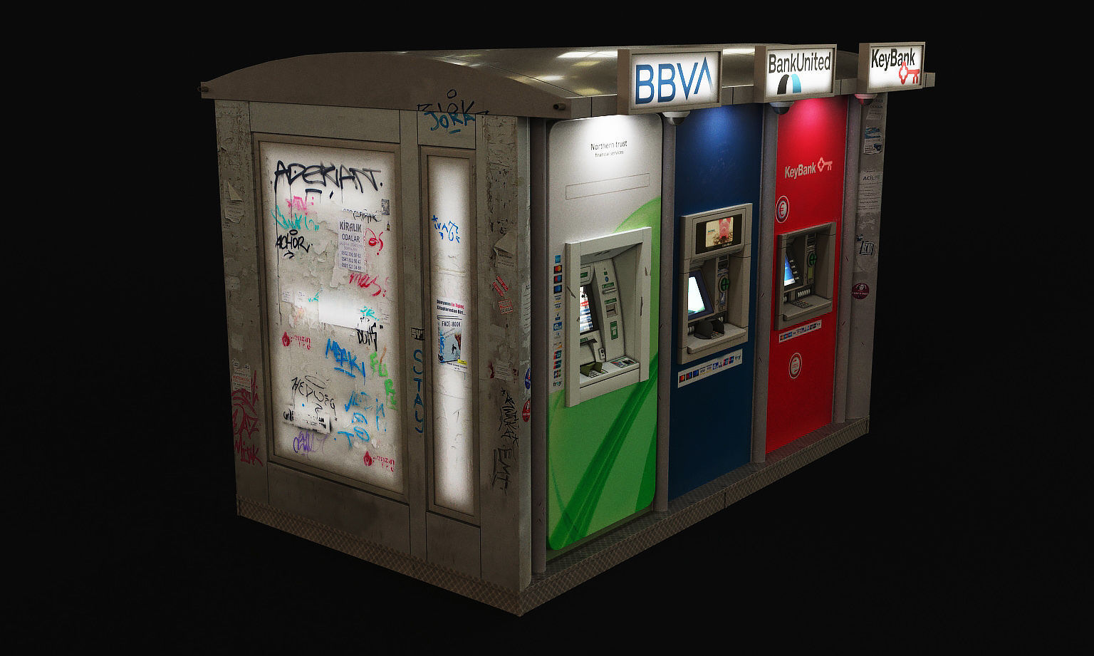 Atm bankomats Low-poly 3D model_2