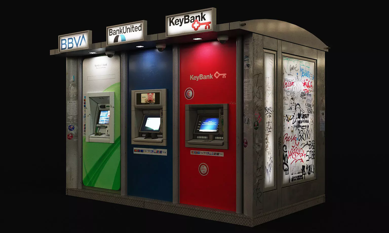 Atm bankomats Low-poly 3D model_0
