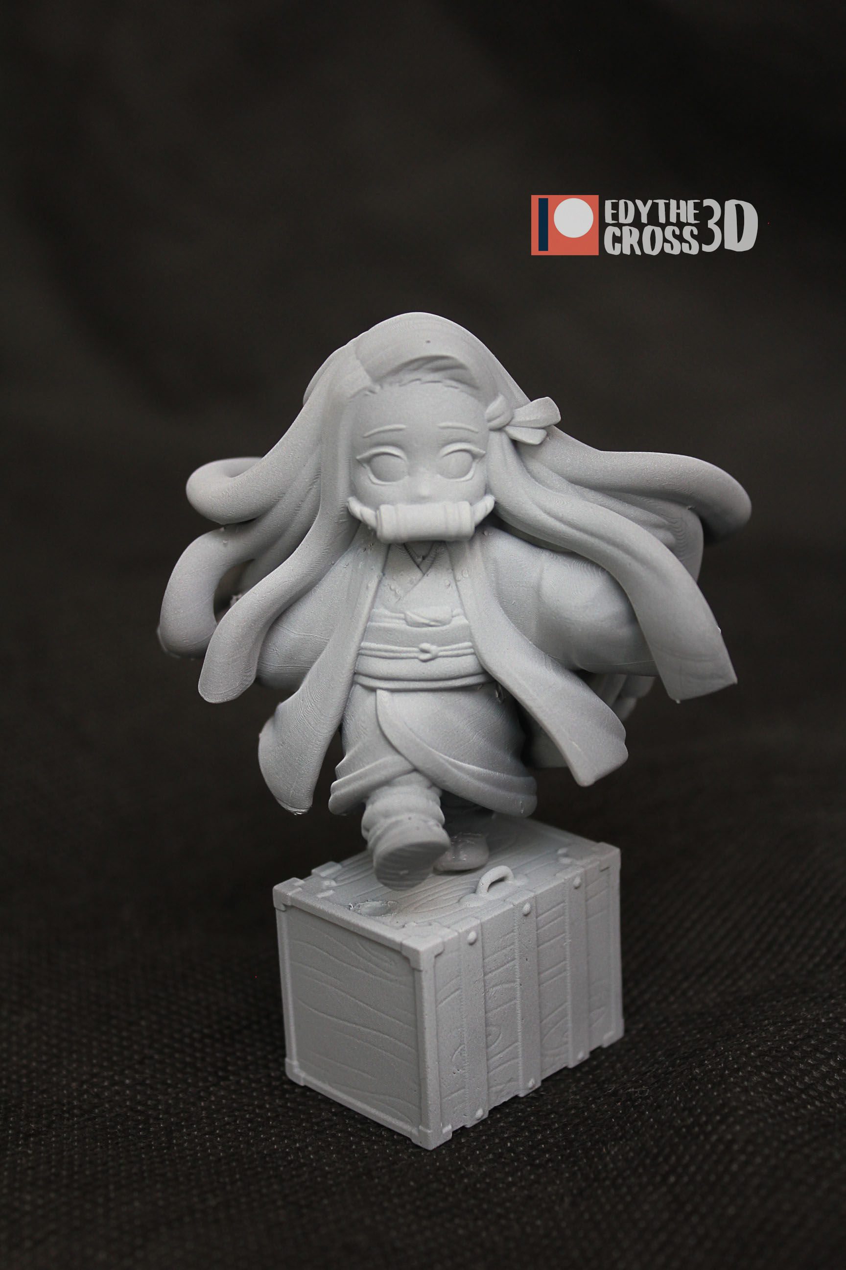 Nezuko anime girl in kimono holding pipe 3D print model_2