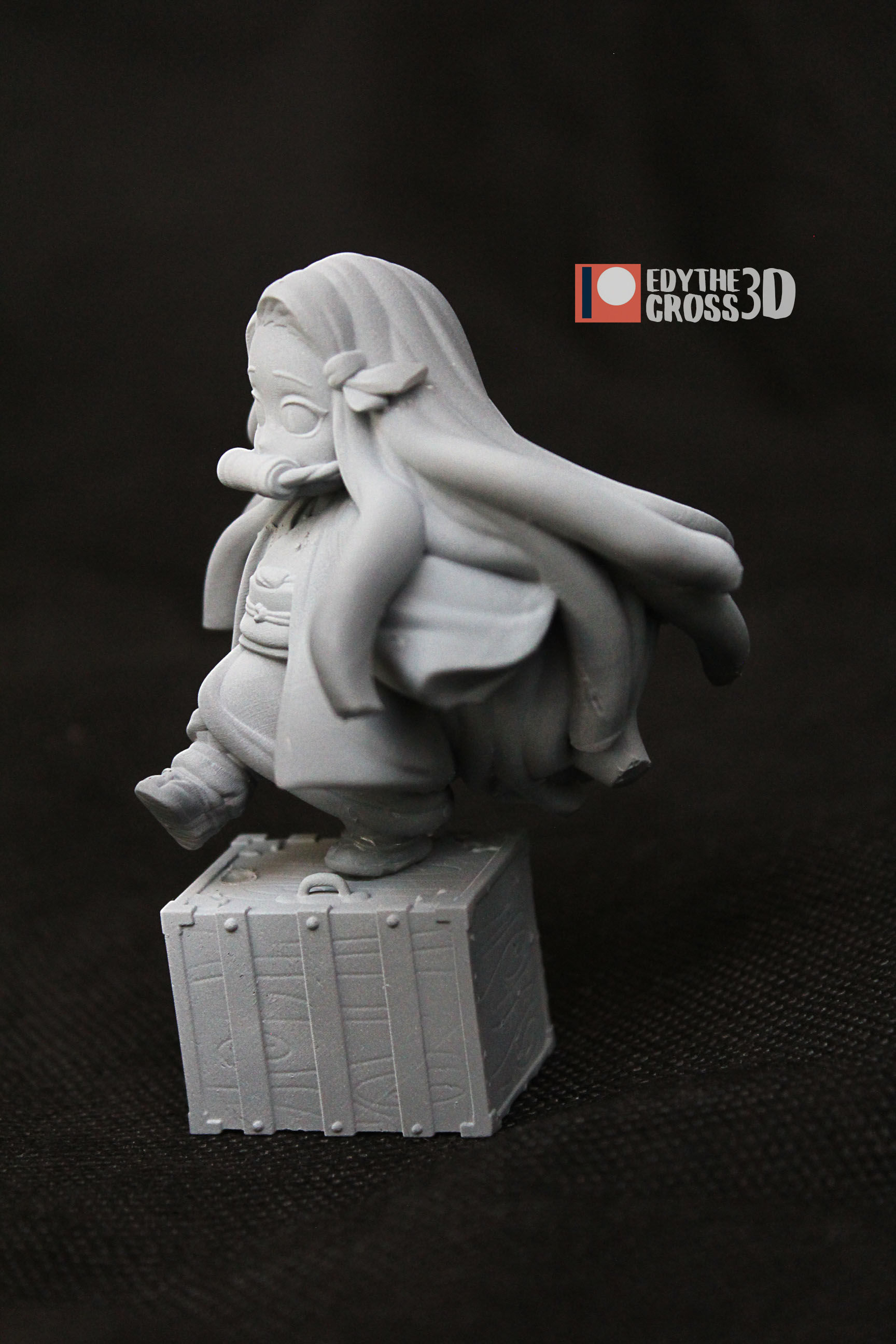Nezuko anime girl in kimono holding pipe 3D print model_4