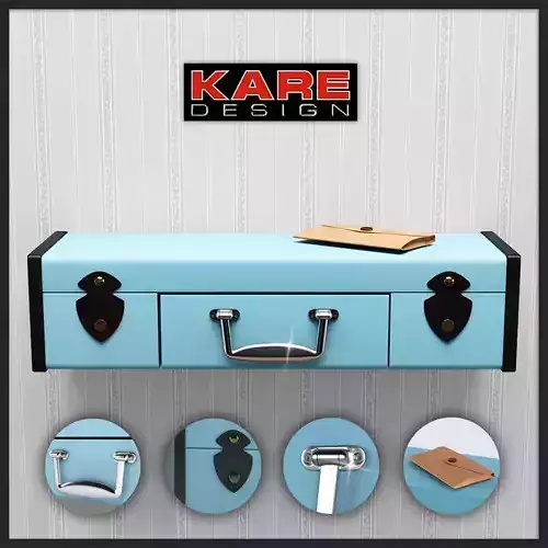 Shelf Kare Design Wall Shelf Suitcase Light Blue1Drw 3D model