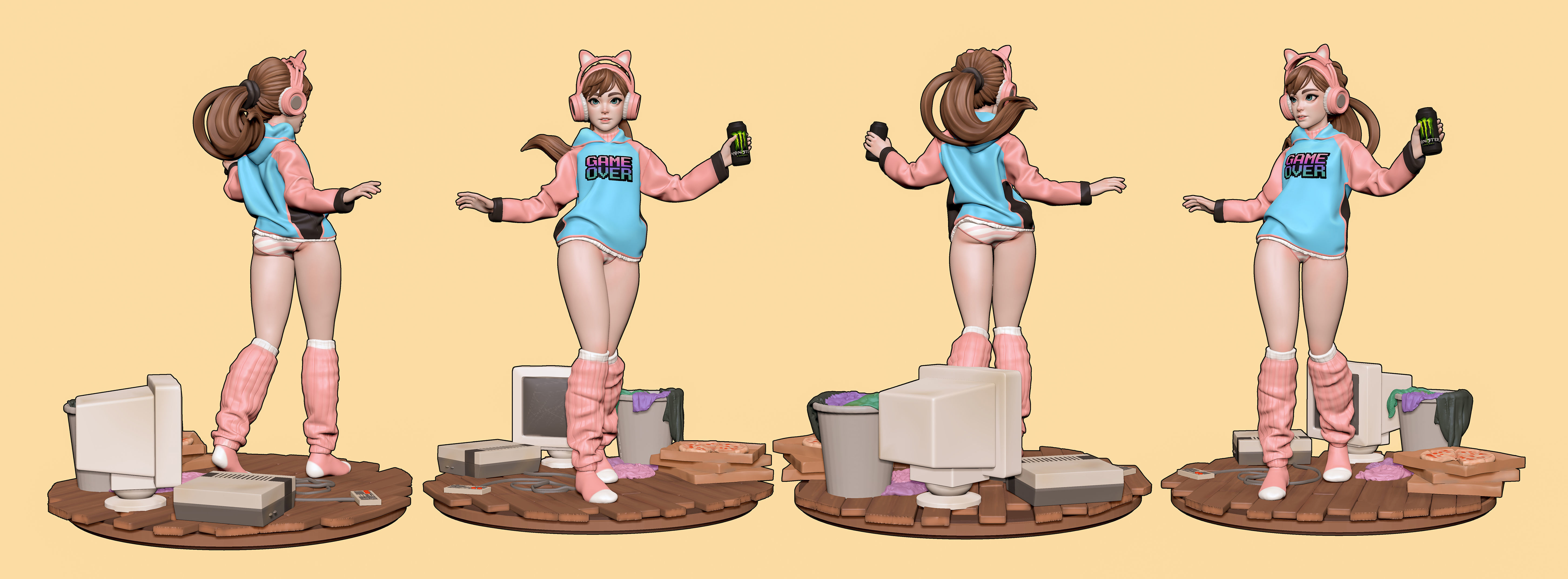 Gamer Girl 3D print model_2