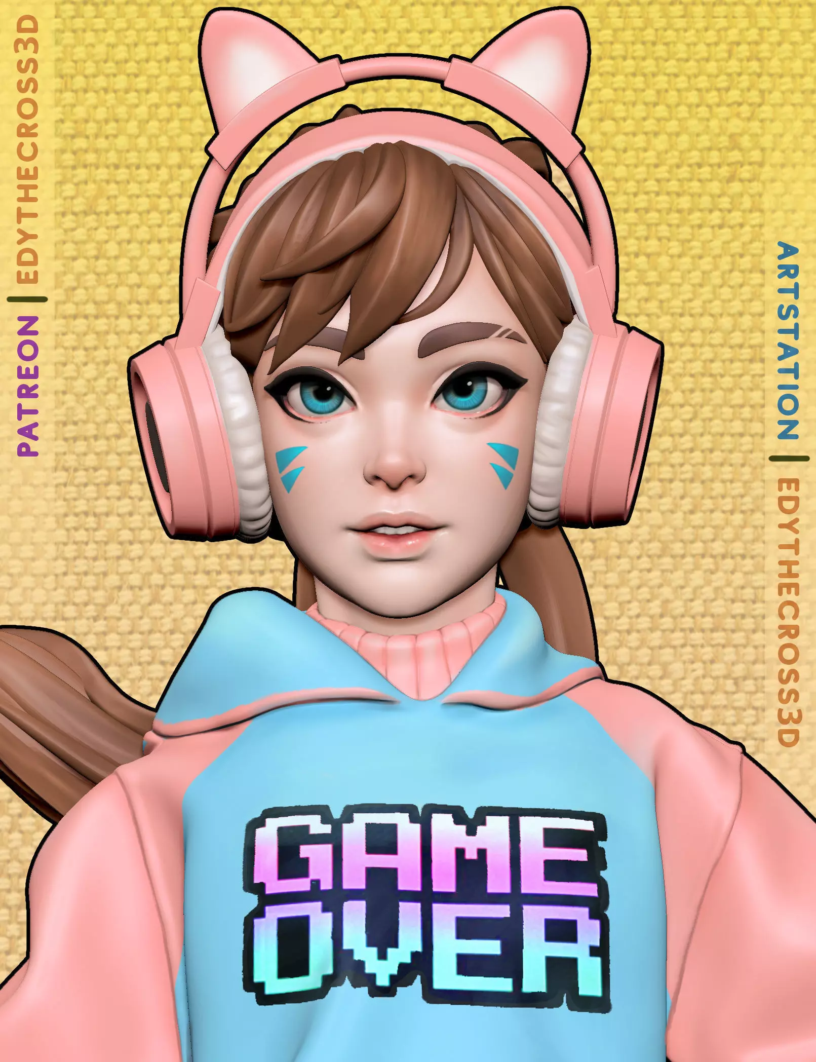 Gamer Girl 3D print model_0