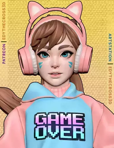 Gamer Girl 3D print model