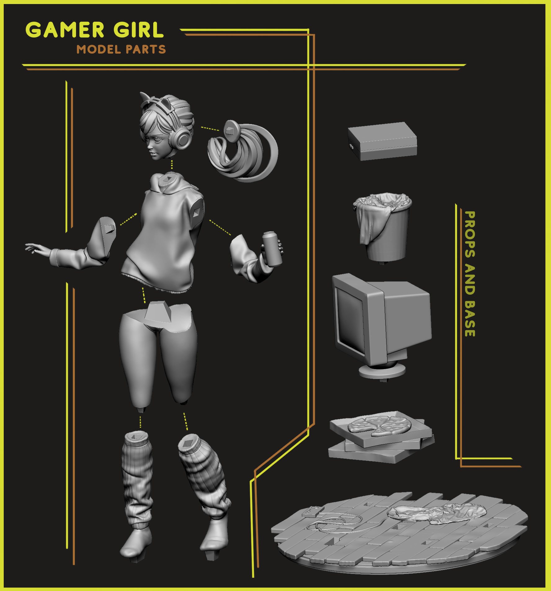 Gamer Girl 3D print model_1