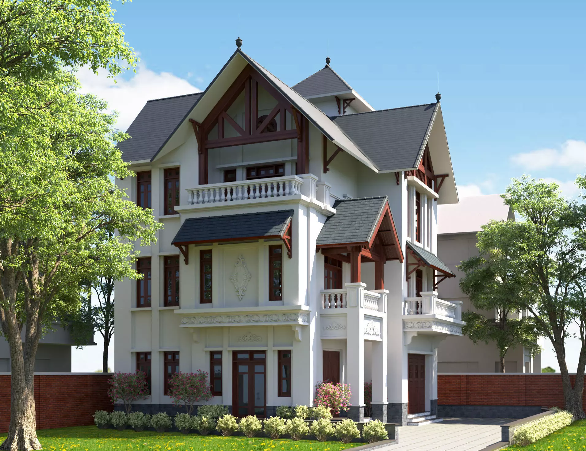 Villa house 1-Neoclassical architecture 3D model